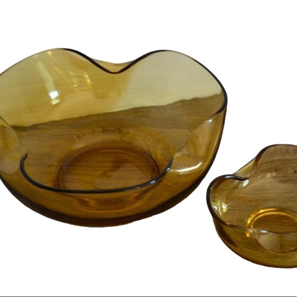 Vtg Anchor Hocking Amber Chip & Dip Set - Picture 1 of 5
